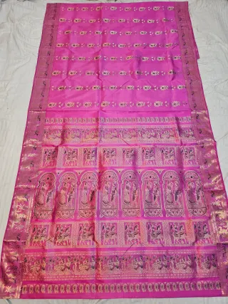 Premium Baby Pink Swarnachuri Pure Bishnupur Silk Saree