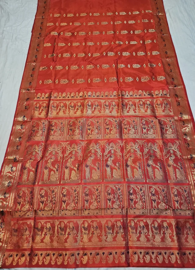 Premium Red Swarnachuri Pure Bishnupur Silk Saree