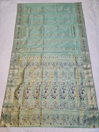 Premium Pista Green Swarnachuri Pure Bishnupur Silk Saree