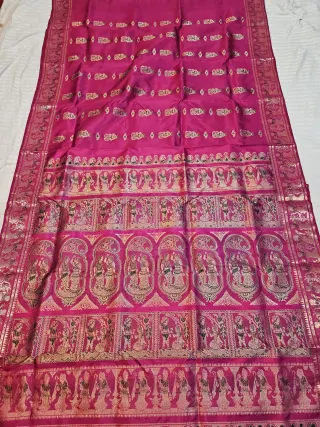 Premium Rani Pink Swarnachuri Pure Bishnupur Silk Saree