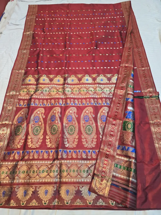 Premium Red 2000 Buti Swarnachuri Pure Bishnupur Silk Saree