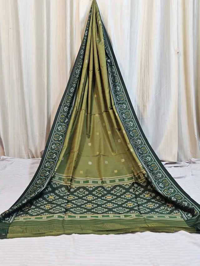 Premium Olive Green Art Silk Ikkat Saree