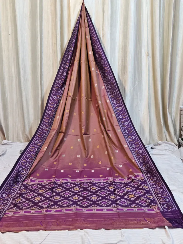 Premium Rani Pink Duel Tone with Yellow Art Silk Ikkat Saree