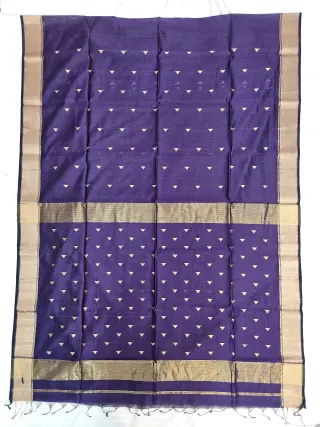Royal Purple Maheshwari Pure Silk Saree with Zari Butis