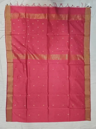Pink Maheshwari Pure Silk Saree with Zari Triangular Butis