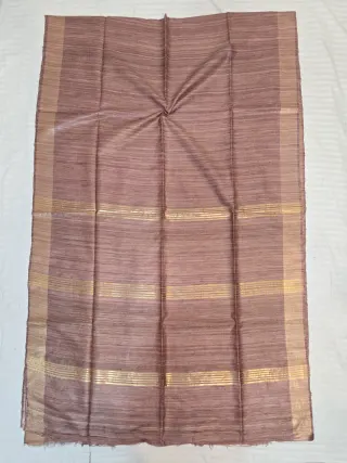 Brown Single Dye Pure Ghicha Tussar Silk Saree with Golden Zari Par