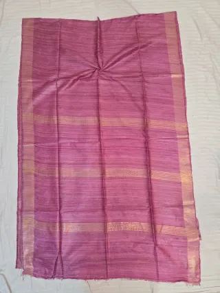 Magenta Single Dye Pure Ghicha Tussar Silk Saree with Golden Zari Par