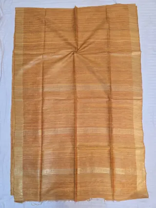 Mustard Yellow Single Dye Pure Ghicha Tussar Silk Saree with Golden Zari Par
