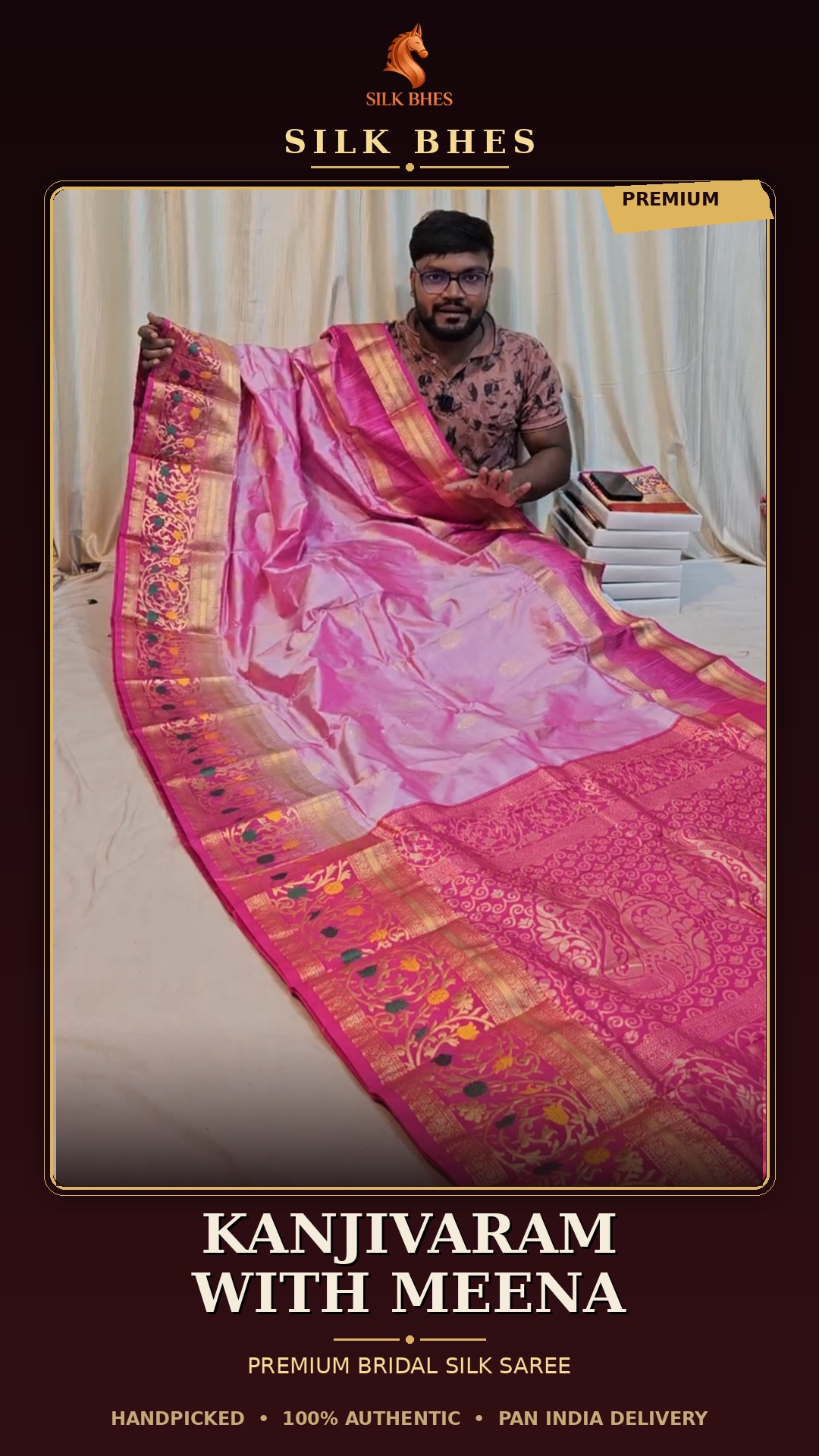 Premium Kanjivaram Silk with Meena Work